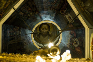  painting of the dome and ornaments on the inner walls of St. Basil's Cathedral, the world-famous...