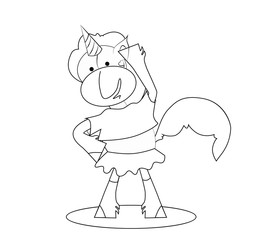 Coloring book for kids. Black and white cute cartoon unicorn. Vector illustration.