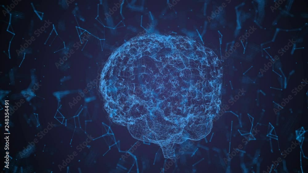Poster brain animation, data mining, in-depth study of modern computer technology. the human brain model co