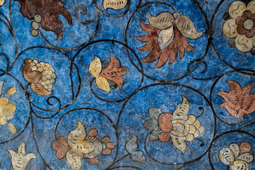 ornaments on the inner walls of St. Basil's Cathedral, the world-famous Orthodox Church on red square