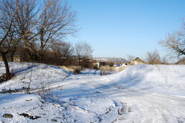 snowy road in winter