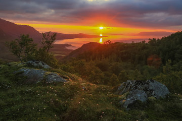 Sunset in Brønnøy mountains, Nordland county