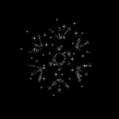 Silver glitter snowflake on black background vector