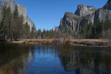 yosemite reflexion waterfall merced river El Capitan