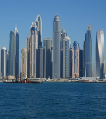 Fototapeta na wymiar Dubai - The skyline of Downtown.Luxurious Residence Buildings in Dubai Marina, UAE