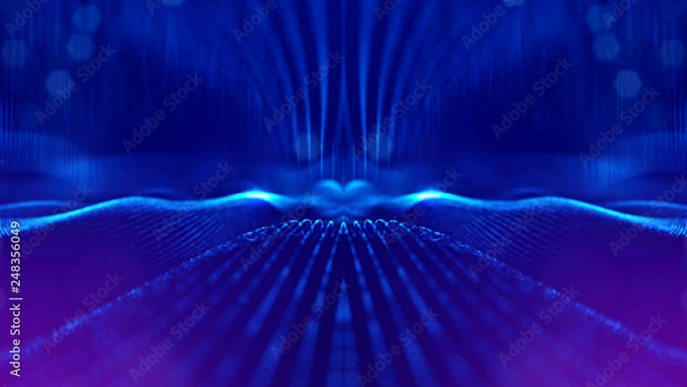 Aufkleber 4k abstract looped backgrounds with glow particles with depth of field. science fiction background o