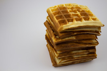 Waffle Put On Background, isolate, tasty waffle. Copy space