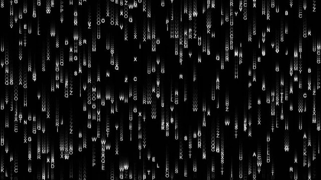 Motion background with streams of letters - matrix effect.MoMotion background with streams of letters - matrix effect.tion background with streams of letters - matrix effect.