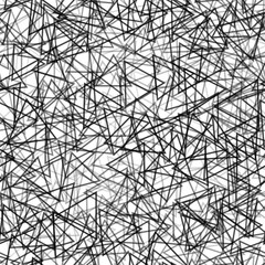 Abstract seamless pattern of randomly arranged contours of triangles in black and white colors