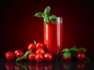 Tomato juice with basil.