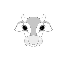 Cow flat icon on white background. Farm Animal. Vector of a cow head.