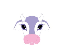 Cow flat icon on white background. Farm Animal. Vector of a cow head.