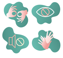 Sign language,blind, deaf, disabled icon, Web, Accessibility, Application Icons, vector set