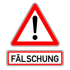 ncsc71 NewCombinationSignCaution ncsc - german text: Fälschung / Achtung / Ausrufezeichen / Warnung / dreieckig - quadrat xxl schwarz rot - g7189