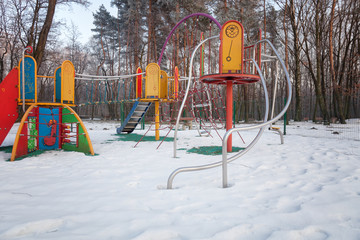 A playground in winter