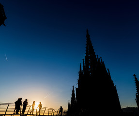 Naklejka na ściany i meble Silhouette of the gothic Cathedral of Barcelona