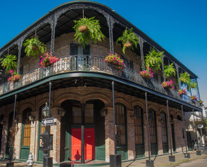 French Quarter architecture in New Orleans, Louisiana. House in French Quarter in 18th century...