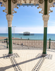 Brighton bandstand and beach, Sussex, UK