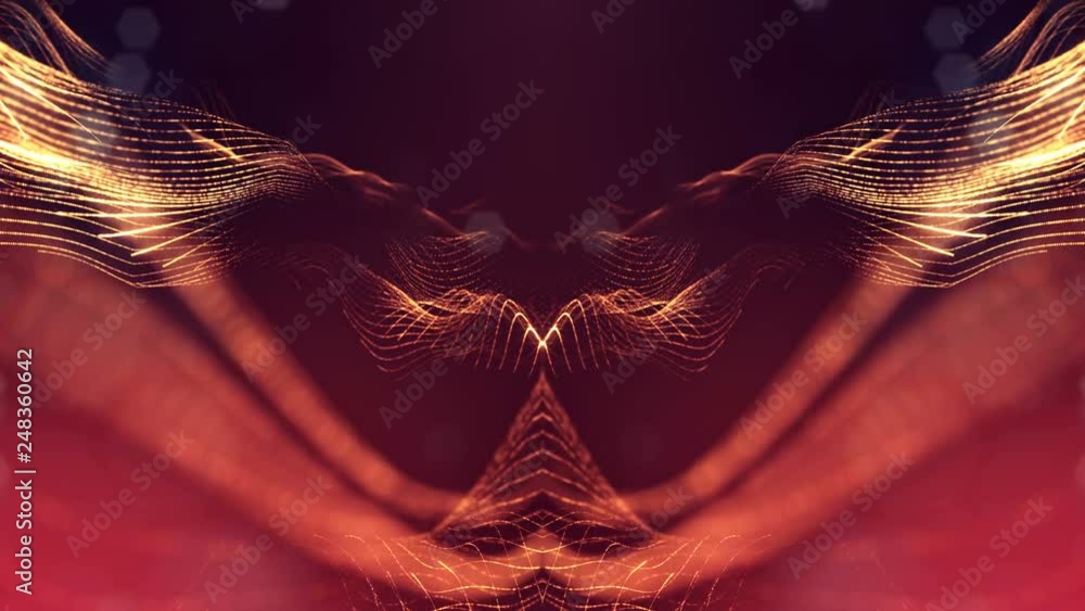 Poster 4k abstract looped backgrounds with glow particles with depth of field. science fiction background o