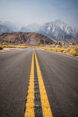 Road with leading lines into the Alabama Hills area of Lone Pine California