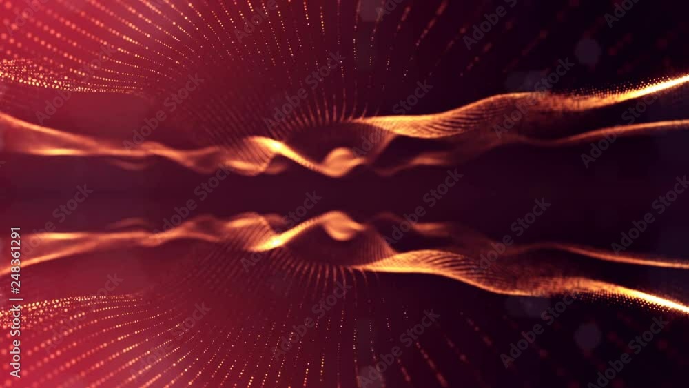 Poster 4k abstract looped backgrounds with glow particles with depth of field. science fiction background o