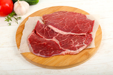 Raw beef steak
