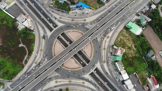 Aerial view Expressway motorway highway circus intersection at Day time, Bangkok, Thailand.