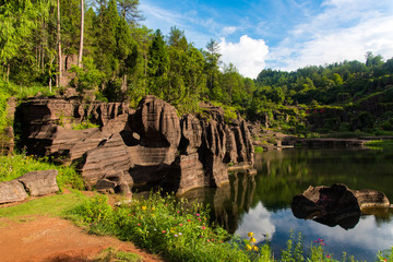 Heaven Lake at Redstone Forest National Geopark near Furong, Hunan, China
