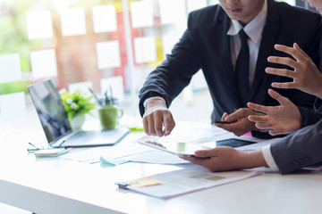 Group business people meeting to discuss the situation on the investment and marketing.