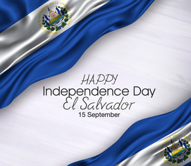 Vector illustration of Happy el salvador Waving flags isolated on gray background.,15 september,