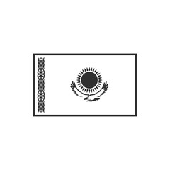 Kazakhstan flag icon in black outline flat design. Independence day or National day holiday concept.