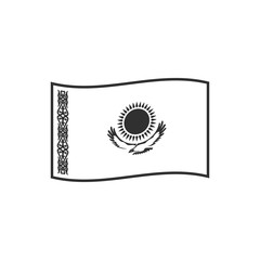 Kazakhstan flag icon in black outline flat design. Independence day or National day holiday concept.