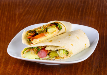 Tortilia with saucage