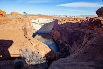 Early-morning view of Glen Canyon Dam