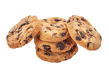 Chocolate chips cookie isolated on white background