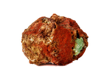 Macro mineral stone Adamite on a white background