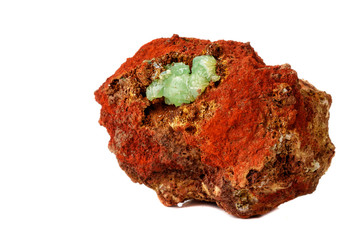 Macro mineral stone Adamite on a white background