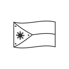 Philippines flag icon in black outline flat design. Independence day or National day holiday concept.