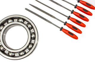 Needle files with bearings isolated on white background.