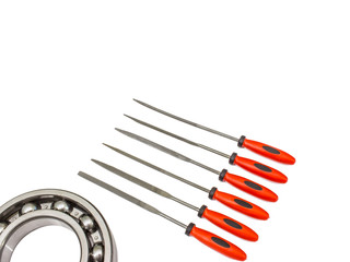 Needle files with bearings isolated on white background.
