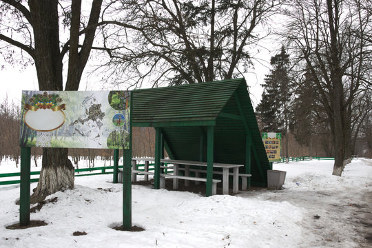 Recreation area in the forest, equipped by the forest company.