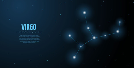 Virgo zodiac constellation vector sign with silhouette. Poster design with place for text © Katynn