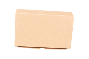 closed cardboard mockup box isolated on white background