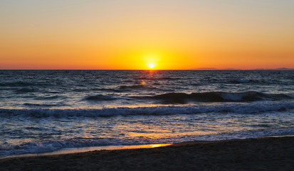 Sunset in Kusadasi beach at Turkey