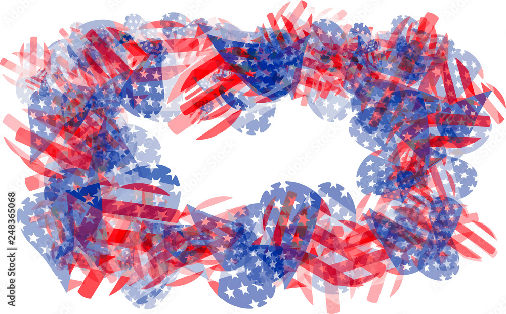 Poster rectangular frame heart usa flags design vector illustration.