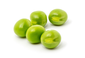 Green peas isolated on the white background
