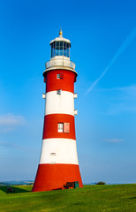 Smeaton´s Tower on the Hoe at Plymouth, Devon, UK. The tower was formerly sited on the Eddystone, 14 miles SW of Plymouth.