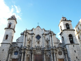 Fototapeta na wymiar Havana, Cuba - June 21, 2018: the Cathedral of San Cristóbal in Havana, Cuba