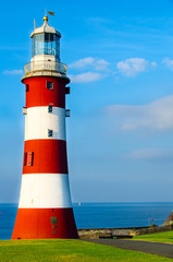 Smeaton&acute;s Tower on the Hoe at Plymouth, Devon, UK. The tower was formerly sited on the Eddystone, 14 miles SW of Plymouth.