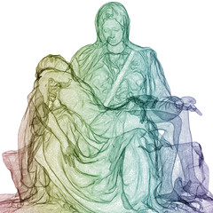 Pietà di Michelangelo, scansione in 3d, rappresentazione in wire, deposizione del cristo, Crocefissione, Arte, Scultura, Illustrazione 3d - obrazy, fototapety, plakaty